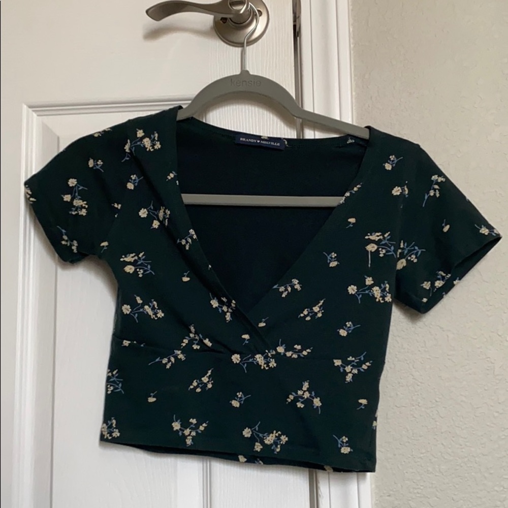 Green Floral Brandy Melville Shirt